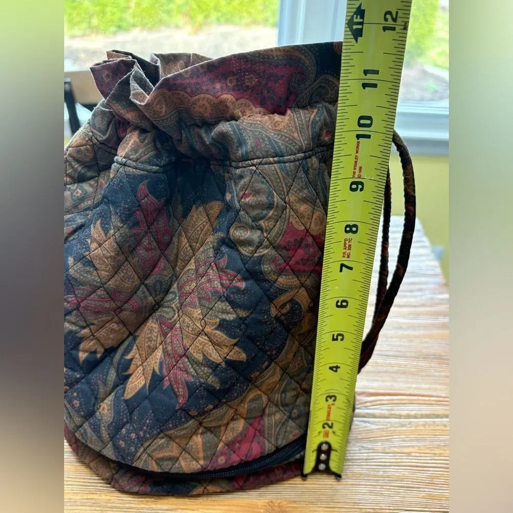 Paisley Quilted Drawstring Cosmetic Bag